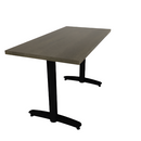 Proof 24" x 48" Rectangle Pedestal Cafe Table with Arched T-Legs Pair Solid Wood Top