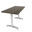 Proof 24" x 48" Rectangle Pedestal Cafe Table with Arched T-Legs Pair Solid Wood Top