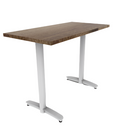 Proof 24" x 48" Rectangle Pedestal Counter Table with Arched T-Legs Pair Solid Wood Top