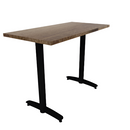 Proof 24" x 48" Rectangle Pedestal Counter Table with Arched T-Legs Pair Solid Wood Top