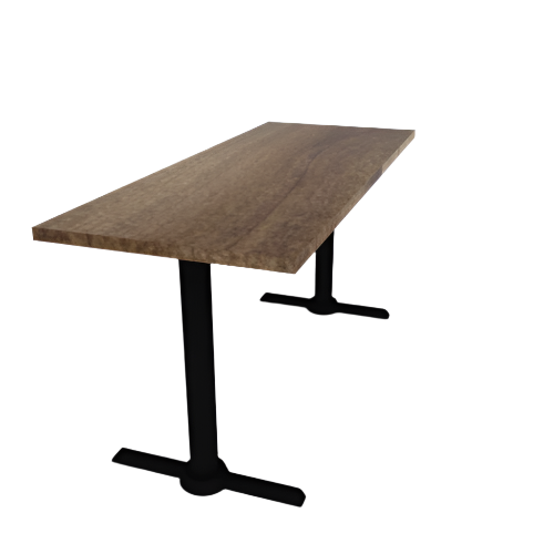 Proof 24" x 60" Rectangle Pedestal Cafe Table with Straight T-Legs Pair Solid Wood Top