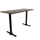 Proof 24" x 60" Rectangle Pedestal Counter Table with Straight T-Legs Pair Solid Wood Top