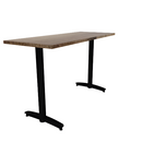 Proof 24" x 60" Rectangle Pedestal Counter Table with Arched T-Legs Pair Solid Wood Top