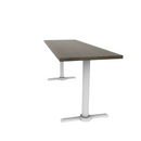 Proof 24" x 72" Rectangle Pedestal Cafe Table with Straight T-Legs Pair Solid Wood Top