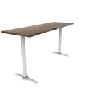 Proof 24" x 72" Rectangle Pedestal Counter Table with Straight T-Legs Pair Solid Wood Top