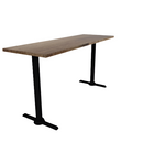 Proof 24" x 72" Rectangle Pedestal Counter Table with Straight T-Legs Pair Solid Wood Top