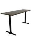 Proof 24" x 72" Rectangle Pedestal Counter Table with Straight T-Legs Pair Solid Wood Top