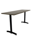 Proof 24" x 72" Rectangle Pedestal Counter Table with Arched T-Legs Pair Solid Wood Top