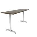 Proof 24" x 72" Rectangle Pedestal Counter Table with Arched T-Legs Pair Solid Wood Top