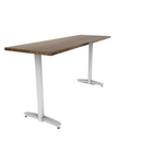 Proof 24" x 72" Rectangle Pedestal Counter Table with Arched T-Legs Pair Solid Wood Top