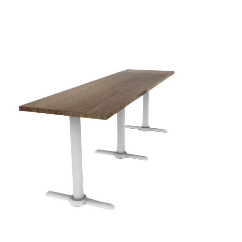 Proof 24" x 84" Rectangle Pedestal Cafe Table with Straight T-Legs Set of 3 Solid Wood Top