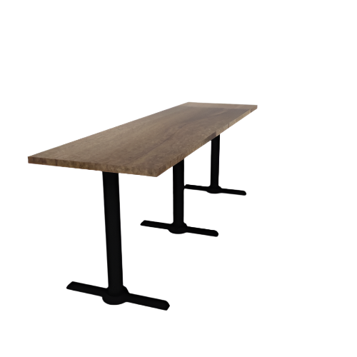 Proof 24" x 84" Rectangle Pedestal Cafe Table with Straight T-Legs Set of 3 Solid Wood Top