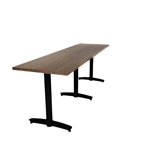 Proof 24" x 84" Rectangle Pedestal Cafe Table with Arched T-Legs Set of 3 Solid Wood Top