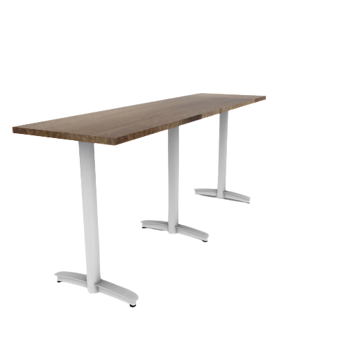 Proof 24" x 84" Rectangle Pedestal Counter Table with Arched T-Legs Set of 3 Solid Wood Top
