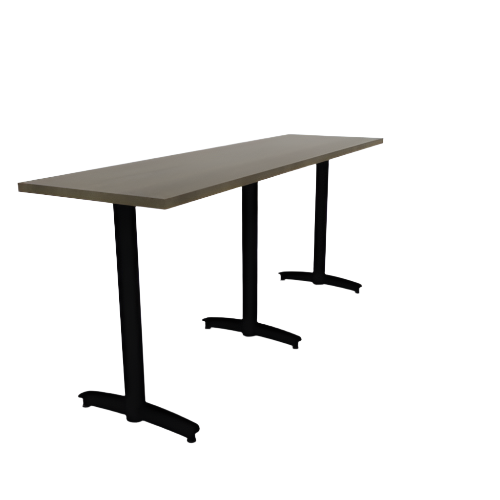 Proof 24" x 84" Rectangle Pedestal Counter Table with Arched T-Legs Set of 3 Solid Wood Top