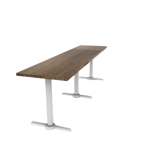 Proof 24" x 96" Rectangle Pedestal Cafe Table with Straight T-Legs Set of 3 Solid Wood Top