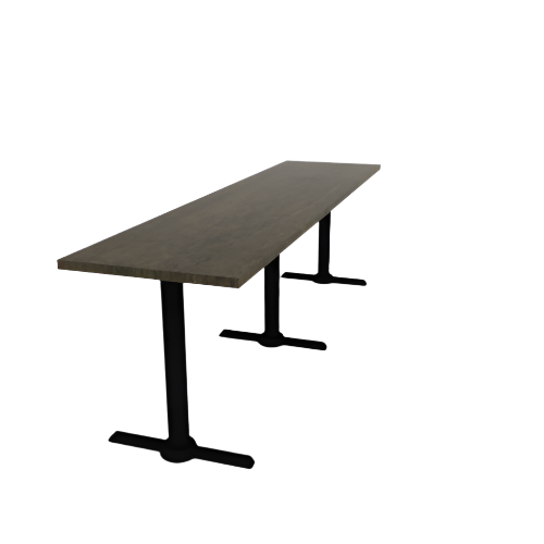 Proof 24" x 96" Rectangle Pedestal Cafe Table with Straight T-Legs Set of 3 Solid Wood Top