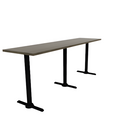 Proof 24" x 96" Rectangle Pedestal Counter Table with Straight T-Legs Set of 3 Solid Wood Top