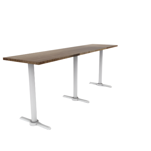 Proof 24" x 96" Rectangle Pedestal Counter Table with Straight T-Legs Set of 3 Solid Wood Top