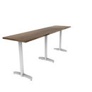 Proof 24" x 96" Rectangle Pedestal Counter Table with Arched T-Legs Set of 3 Solid Wood Top