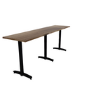 Proof 24" x 96" Rectangle Pedestal Counter Table with Arched T-Legs Set of 3 Solid Wood Top