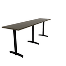 Proof 24" x 96" Rectangle Pedestal Counter Table with Arched T-Legs Set of 3 Solid Wood Top