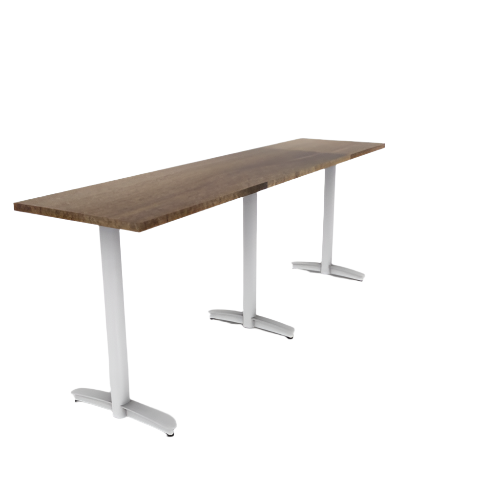Proof 24" x 96" Rectangle Pedestal Counter Table with Arched T-Legs Set of 3 Solid Wood Top
