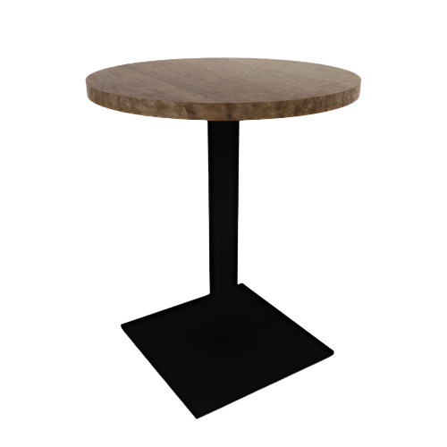 Proof 24" Dia Round Pedestal Cafe Table with Square Steel Base Solid Wood Top