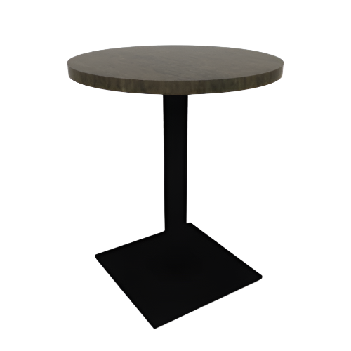 Proof 24" Dia Round Pedestal Cafe Table with Square Steel Base Solid Wood Top