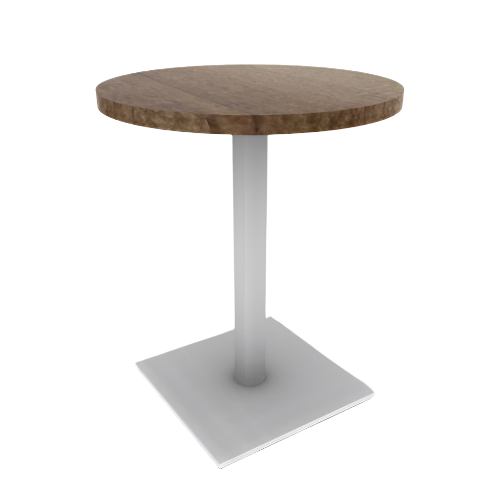 Proof 24" Dia Round Pedestal Cafe Table with Square Steel Base Solid Wood Top