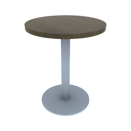 Proof 24" Dia Round Pedestal Cafe Table with Round Stainless Steel Base Solid Wood Top