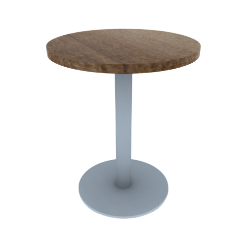 Proof 24" Dia Round Pedestal Cafe Table with Round Stainless Steel Base Solid Wood Top