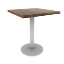 Proof 24" Square Pedestal Cafe Table with Cast Iron Round Base Solid Wood Top