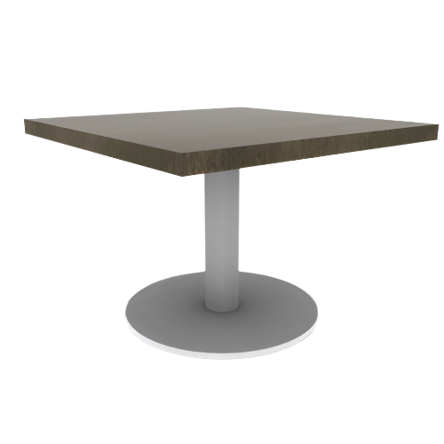 Proof Square Pedestal Table with Round Steel Base Solid Wood Top