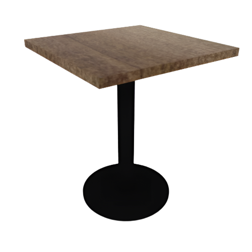 Proof 24" Square Pedestal Cafe Table with Round Steel Base Solid Wood Top