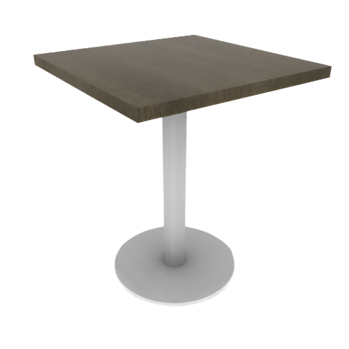 Proof 24" Square Pedestal Cafe Table with Round Steel Base Solid Wood Top