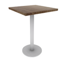 Proof 24" Square Pedestal Counter Table with Round Steel Base Solid Wood Top