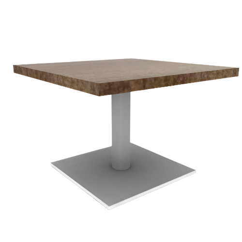 Proof Square Pedestal Table with Square Steel Base Solid Wood Top