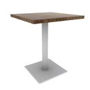 Proof 24" Square Pedestal Cafe Table with Square Steel Base Solid Wood Top