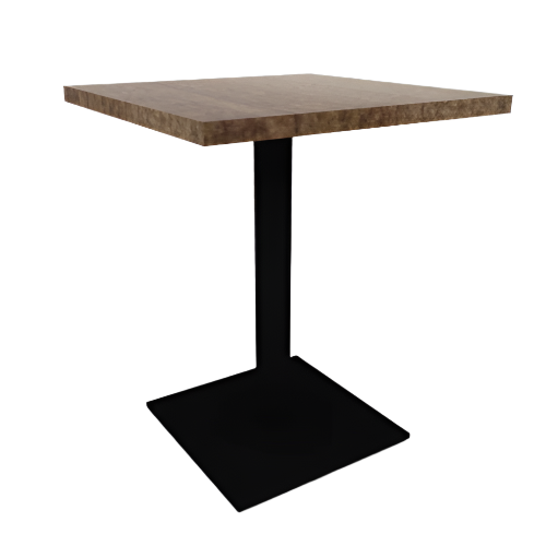 Proof 24" Square Pedestal Cafe Table with Square Steel Base Solid Wood Top