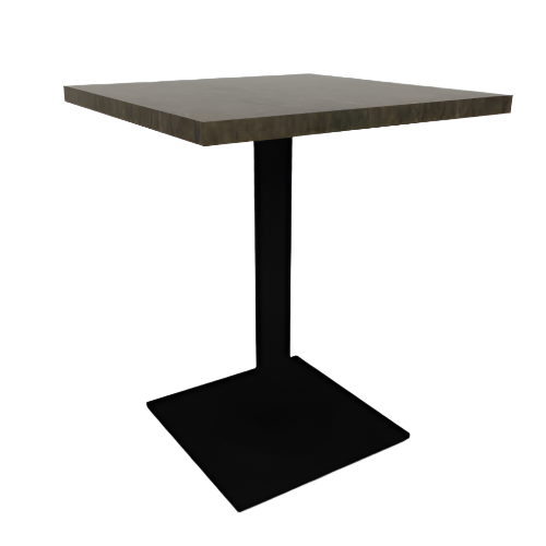 Proof 24" Square Pedestal Cafe Table with Square Steel Base Solid Wood Top