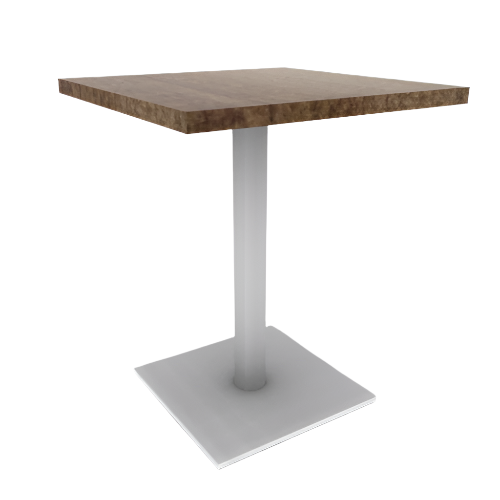 Proof 24" Square Pedestal Cafe Table with Square Steel Base Solid Wood Top