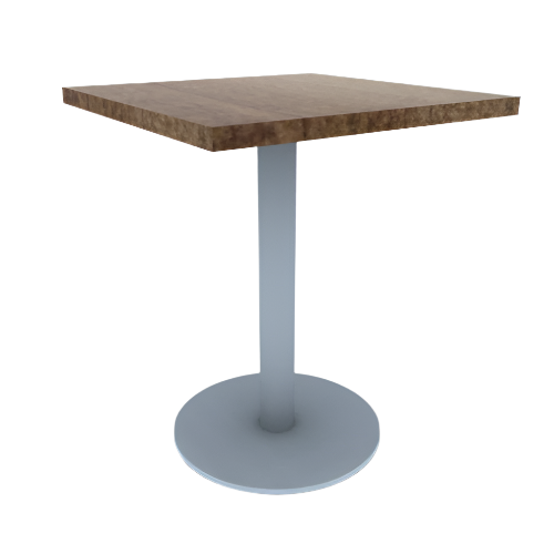 Proof 24" Square Pedestal Cafe Table with Round Stainless Steel Base Solid Wood Top