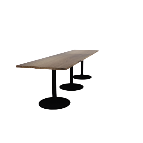 Proof 30" x 120" Rectangle Pedestal Cafe Table with Round Base Set of 3 Solid Wood Top