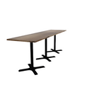 Proof 30" x 120" Rectangle Pedestal Counter Table with X-Base Set of 3 Solid Wood Top