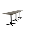 Proof 30" x 120" Rectangle Pedestal Counter Table with X-Base Set of 3 Solid Wood Top