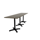 Proof 30" x 120" Rectangle Pedestal Counter Table with Arched Base Set of 3 Solid Wood Top