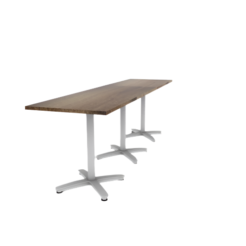 Proof 30" x 120" Rectangle Pedestal Counter Table with Arched Base Set of 3 Solid Wood Top