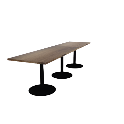 Proof 30" x 120" Rectangle Pedestal Cafe Table with Round Steel Base Set of 3 Solid Wood Top