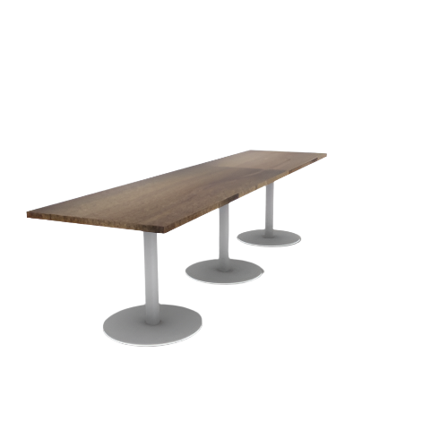 Proof 30" x 120" Rectangle Pedestal Cafe Table with Round Steel Base Set of 3 Solid Wood Top